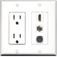thumbnail image 1 of RiteAV - 15 Amp Power Outlet 1 Port HDMI 1 Port Coax 1 Port Toslink Decorative Wall Plate, 1 of 1