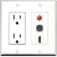 thumbnail image 1 of RiteAV - 15 Amp Power Outlet 1 Port HDMI 1 Port RCA Red 1 Port Toslink Decorative Wall Plate, 1 of 1