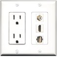 thumbnail image 1 of RiteAV - 15 Amp Power Outlet 1 Port HDMI 1 Port RCA White 1 Port USB A-A Decorative Wall Plate, 1 of 1