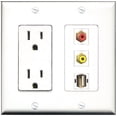 thumbnail image 1 of RiteAV - 15 Amp Power Outlet 1 Port RCA Red 1 Port RCA Yellow 1 Port USB A-A Decorative Wall Plate, 1 of 1