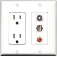 thumbnail image 1 of RiteAV - 15 Amp Power Outlet 1 Port RCA Red 1 Port USB A-A 1 Port BNC Decorative Wall Plate, 1 of 1