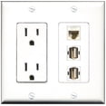 thumbnail image 1 of RiteAV - 15 Amp Power Outlet 2 Port USB A-A 1 Port Cat6 Ethernet Ethernet White Decorative Wall Plate, 1 of 1
