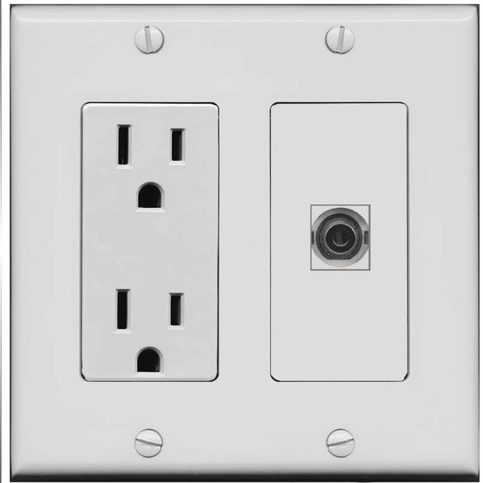 RiteAV 15 Amp Power Outlet and 1 Port 3.5mm Wall Plate [Gray]