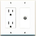 thumbnail image 1 of RiteAV - 15 Amp Power Outlet and 1 Port Coax Cable TV- F-Type Decorative Type Wall Plate - White, 1 of 1