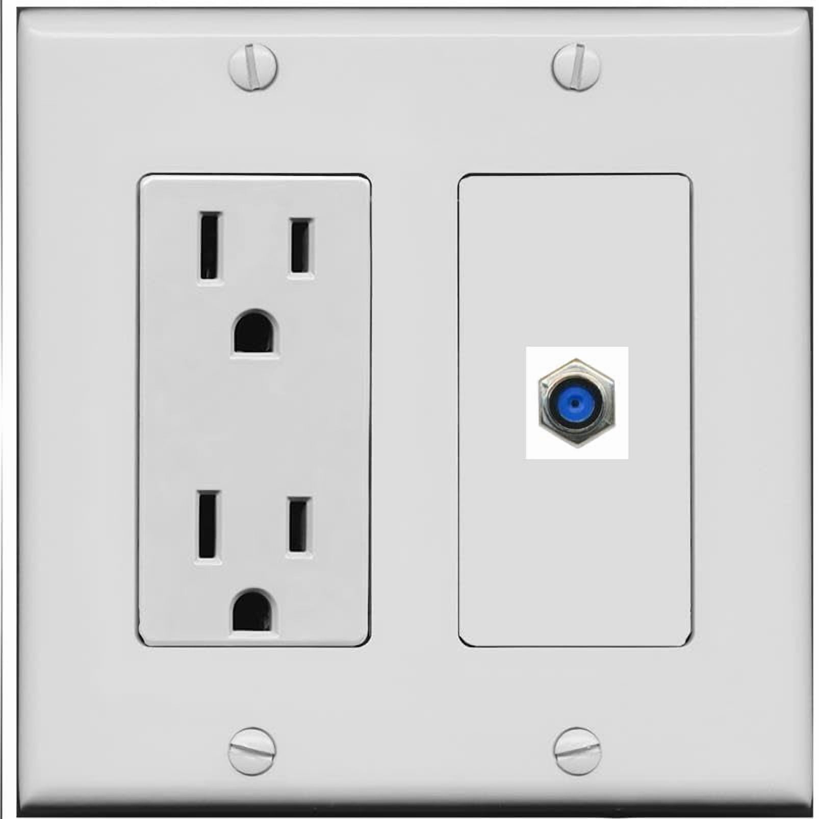RiteAV 15 Amp Power Outlet and 1 Port F81 Wall Plate [Gray]