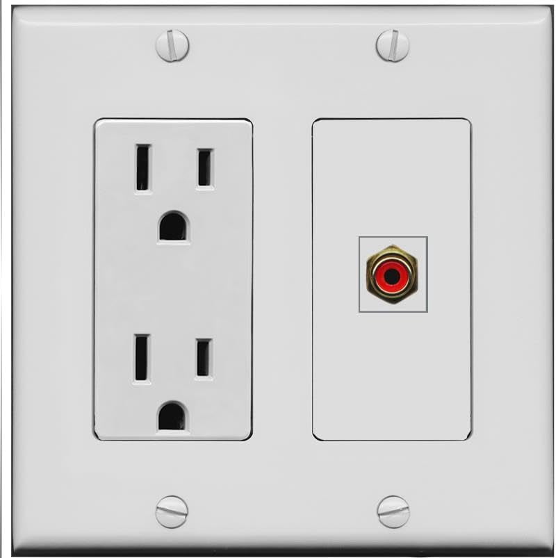 RiteAV 15 Amp Power Outlet and 1 Port RCA-RED Wall Plate [Gray]