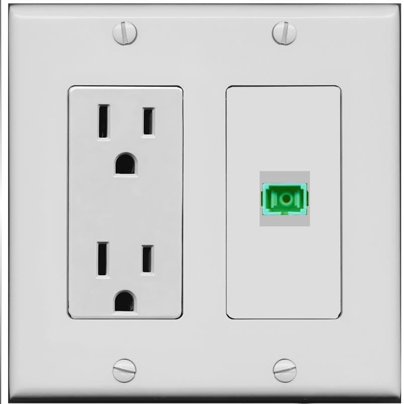 RiteAV 15 Amp Power Outlet and 1 Port SC-APC-SX Wall Plate [Gray]
