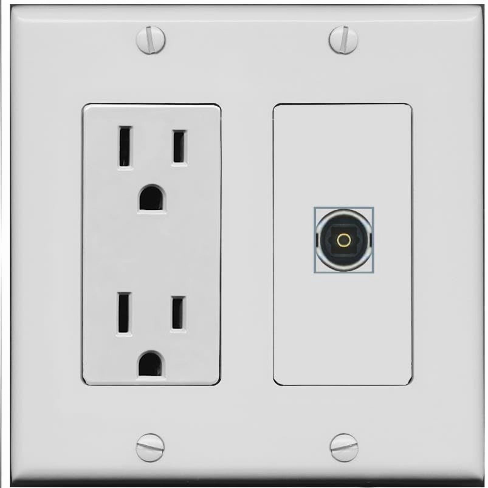 RiteAV 15 Amp Power Outlet and 1 Port TOSLINK Wall Plate [Gray]