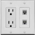 thumbnail image 1 of RiteAV 15 Amp Power Outlet and 2 CAT6 Wall Plate [Gray], 1 of 1