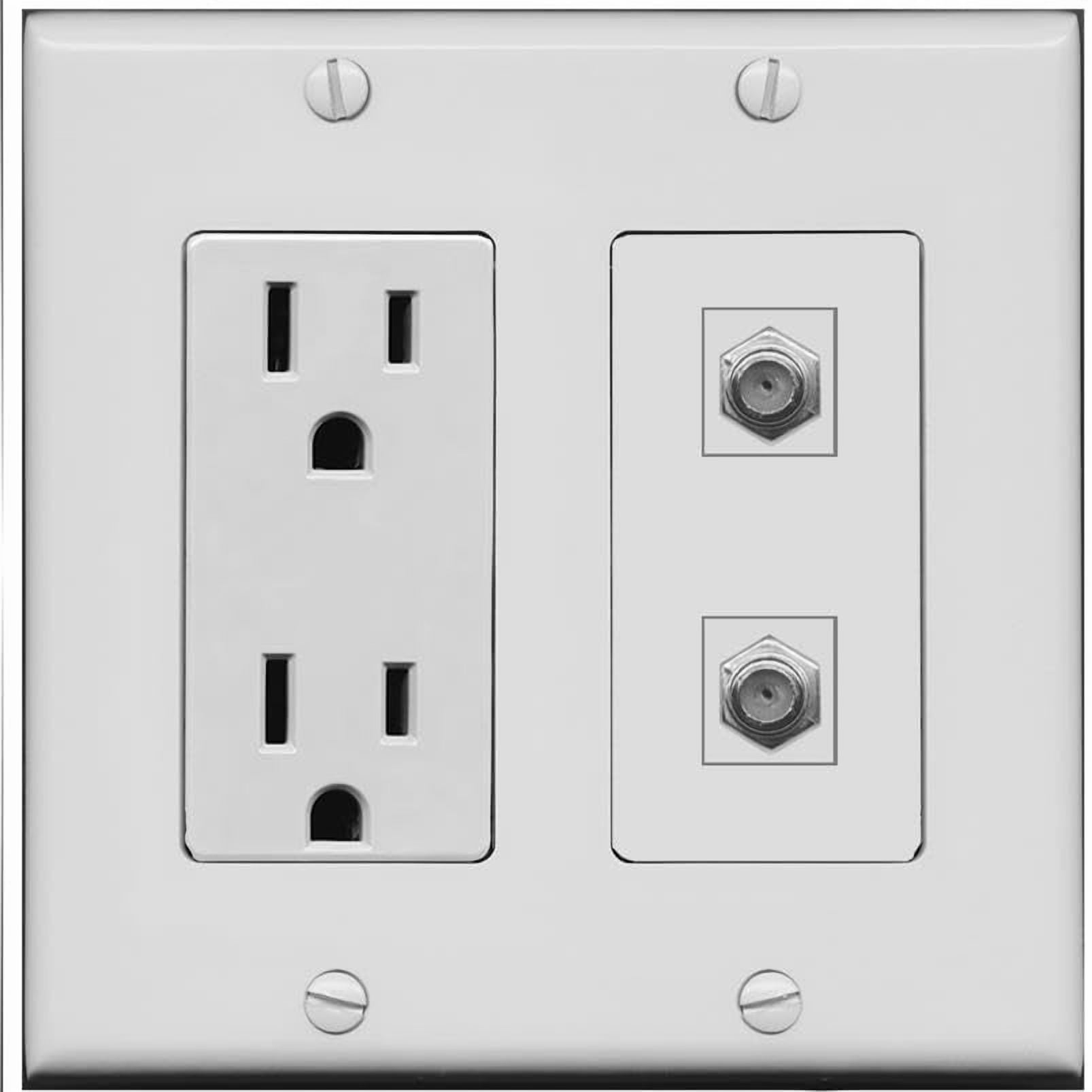 RiteAV 15 Amp Power Outlet and 2 Coax Wall Plate [Gray]