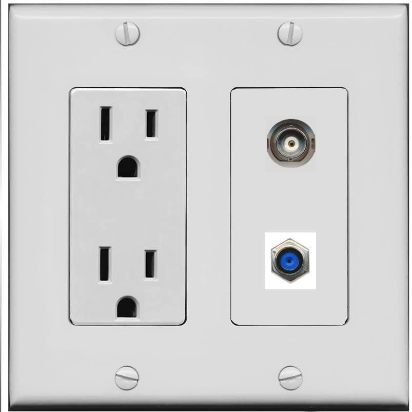 RiteAV 15 Amp Power Outlet and BNC F81 Wall Plate [Gray]