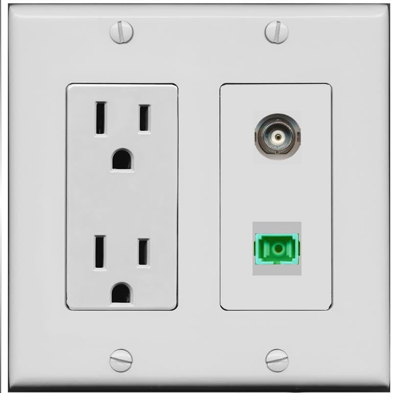 RiteAV 15 Amp Power Outlet and BNC SC-APC-SX Wall Plate [Gray]