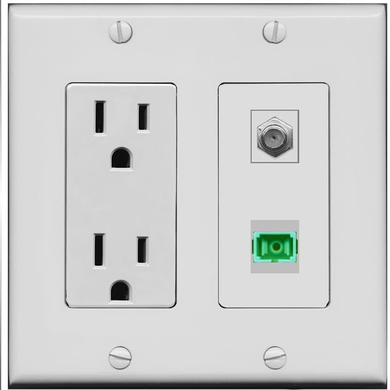 RiteAV 15 Amp Power Outlet and Coax SC-APC-SX Wall Plate [Gray]