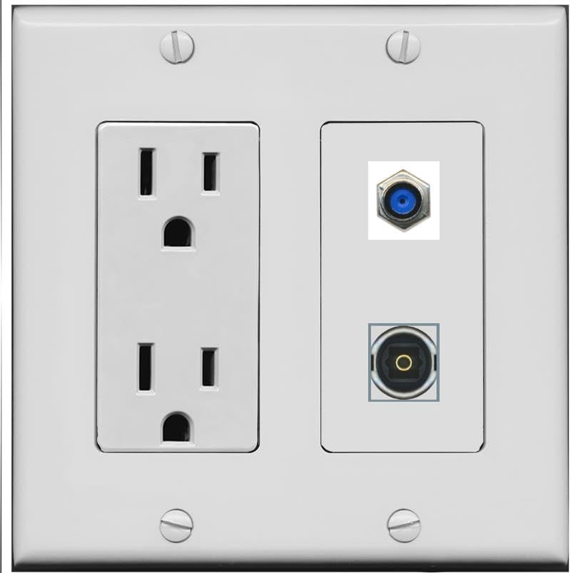 RiteAV 15 Amp Power Outlet and F81 TOSLINK Wall Plate [Gray]