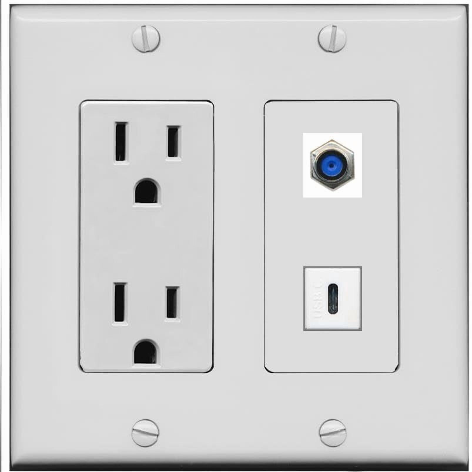RiteAV 15 Amp Power Outlet and F81 USBC Wall Plate [Gray]