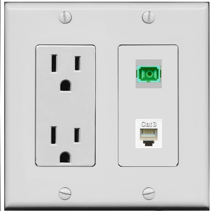 RiteAV 15 Amp Power Outlet and Phone SC-APC-SX Wall Plate [Gray]