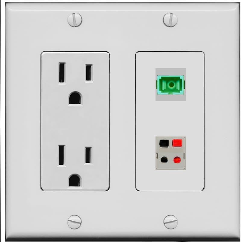 RiteAV 15 Amp Power Outlet and SC-APC-SX Speaker Wall Plate [Gray]