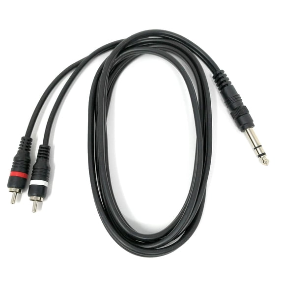 RiteAV 15FT 1/4" 6.3mm TRS Stereo Male to Dual RCA Stereo Male Cable