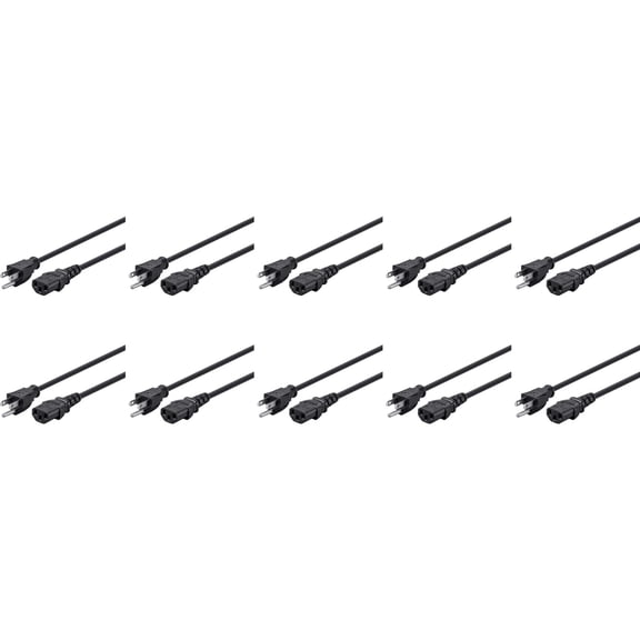 RiteAV 15FT 14AWG Power Cord Cable 3 Conductor PC Power Connector (10 Pack)