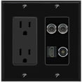 thumbnail image 1 of RiteAV 2 3.5mm HDMI TOSLINK Wall Plate with 15A Power Outlet [Black], 1 of 1
