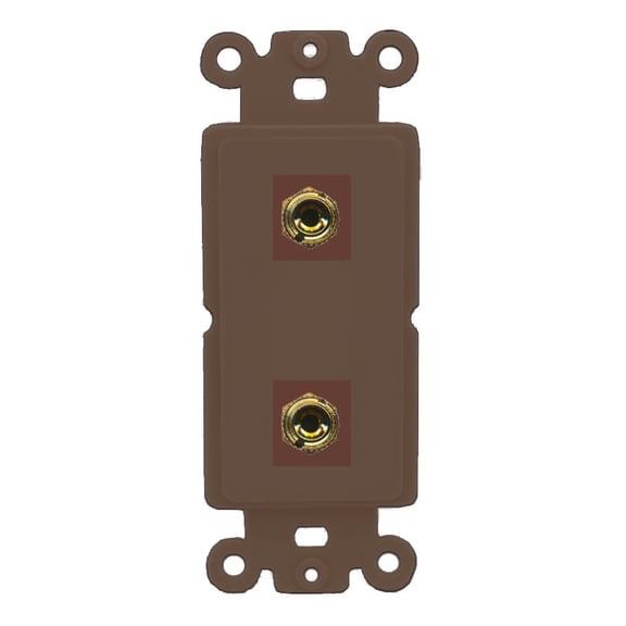 RiteAV 2 Banana 1 Speaker Surround Female Coupler Binding Post Wall Plate - Rocker [Brown/Brown]