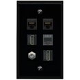 thumbnail image 1 of RiteAV 2 CAT6 Coax 2 HDMI Phone Flat/Solid Wall Plate [Black], 1 of 1
