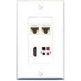 thumbnail image 1 of RiteAV 2 CAT6 HDMI Speaker Wall Plate Decorative [White], 1 of 1