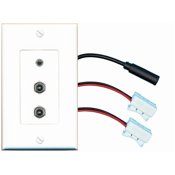 RiteAV 2 DC-Power 3.5mm Wall Plate with Pigtail Dongle Extension White