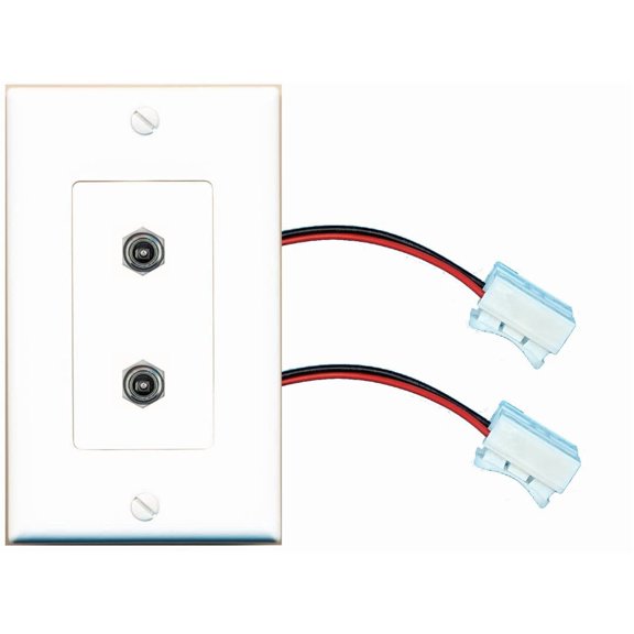 RiteAV 2 DC-Power Wall Plate with Pigtail Dongle Extension White