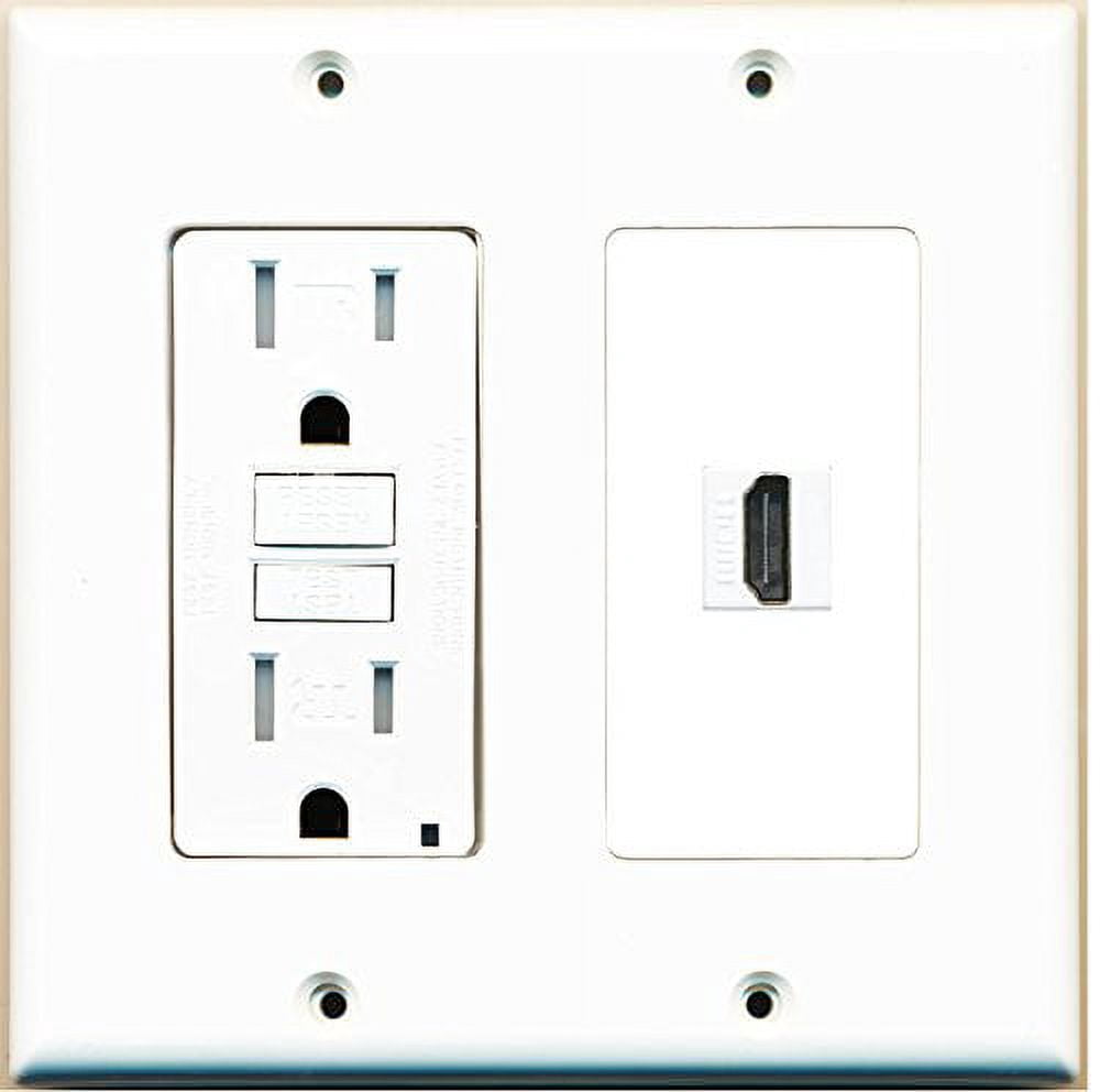 RiteAV (2 Gang Decorative 15A GFCI Outlet HDMI Wall Plate White