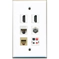 thumbnail image 1 of RiteAV - 2 HDMI 1 Port Coax Cable TV- F-Type 1 Port Phone RJ11 RJ12 Beige 1 Port Cat5e Ethernet White 1 Port Speaker Wall Plate, 1 of 1