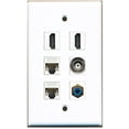thumbnail image 1 of RiteAV - 2 HDMI 1 Port RCA Blue 1 Port BNC 2 Port Cat5e Ethernet White Wall Plate, 1 of 1