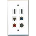 thumbnail image 1 of RiteAV - 2 HDMI 1 Port RCA Red 1 Port RCA Blue 1 Port S-Video 1 Port Cat5e Ethernet White Wall Plate, 1 of 1