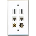 thumbnail image 1 of RiteAV - 2 HDMI 1 Port RCA Yellow 1 Port USB A-A 2 Port Cat5e Ethernet White Wall Plate, 1 of 1