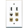 thumbnail image 1 of RiteAV - 2 HDMI 1 Port RCA Yellow 2 Port Phone RJ11 RJ12 Beige 1 Port Cat5e Ethernet White Wall Plate, 1 of 1