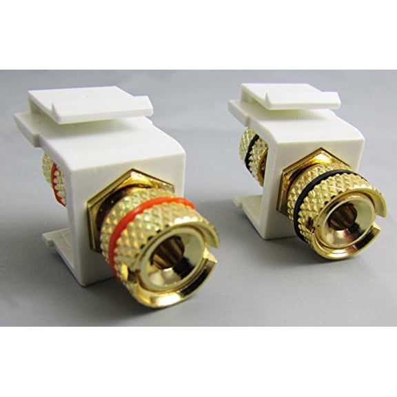 Riteav 2 Pack Banana Speaker Keystone Jack Port Coupler F-F Ring 1 Red-Black