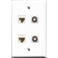 thumbnail image 1 of RiteAV - 2 Port BNC 2 Port Cat6 Ethernet White Wall Plate, 1 of 1