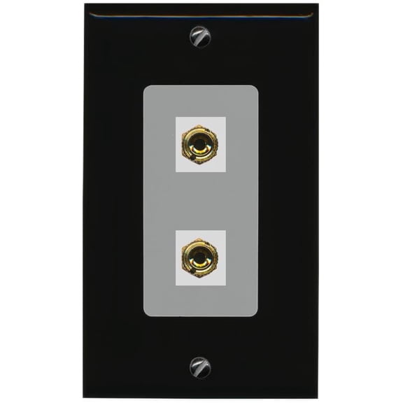 RiteAV 2 Port Banana Keystone Jack Plug (1 Speaker) Binding Post Coupler Wall Plate - 1 Gang [Black/Gray]