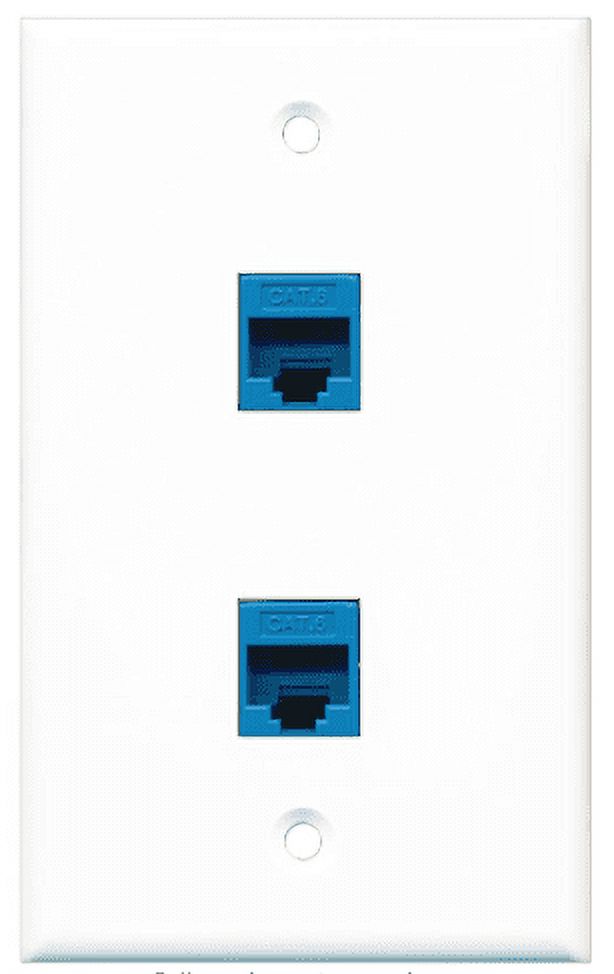 Riteav – Piastra A Muro Per 2 Porte Ethernet CAT6, Colore Blu, Connessione Tool-less