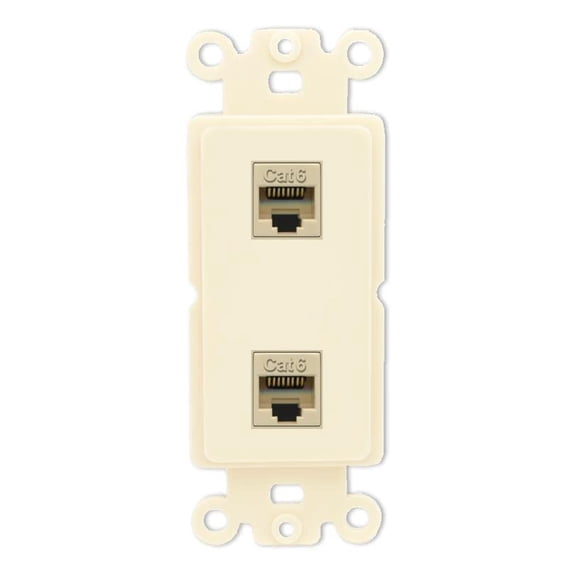 RiteAV 2 Port Cat6 Ethernet Wall Plate - Rocker [Light-Almond]