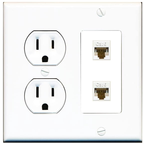 RiteAV 2 Port Cat6 Ethernet Wall Plate - Round Outlet [White/White]