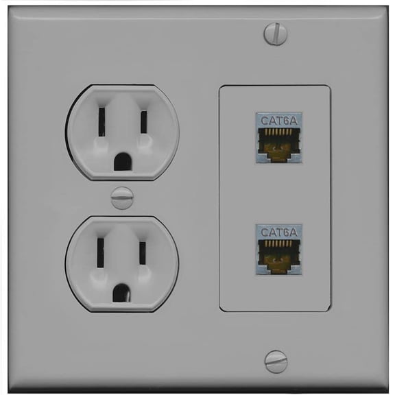 RiteAV 2 Port Cat6A Wall Plate - Round Outlet [Gray/Gray]