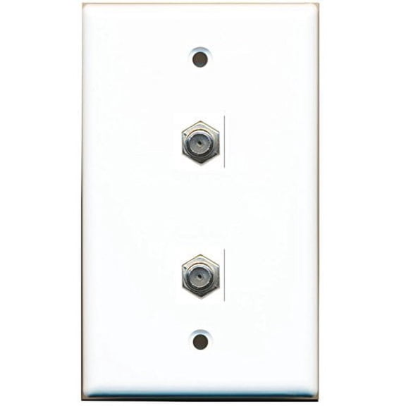 RiteAV - 2 Port Coax Cable TV- F-Type Wall Plate - White