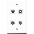 thumbnail image 1 of RiteAV - 2 Port Coax Cable TV- F-Type and 1 Port BNC and 1 Port Cat5e Ethernet White Wall Plate, 1 of 1
