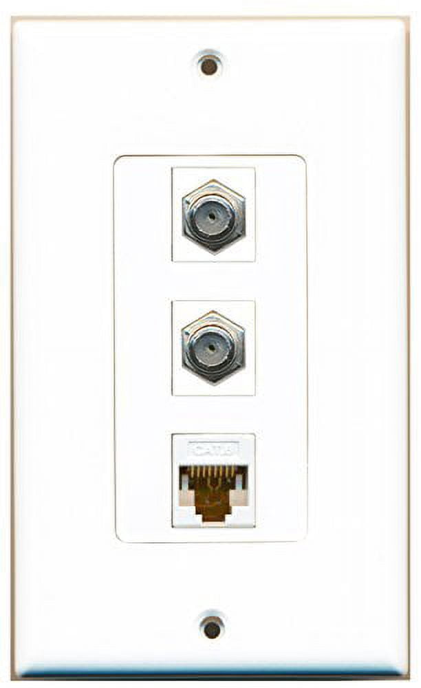 X-Haibei RV Cable TV Inlet Plate - White Square Cover With Connector, 2.3" X 2" X 0.7", UV Stabilized Polyester