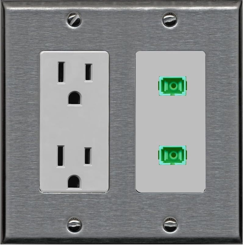 Standard Simplex Outlet RiteAV 2 Port Fiber Optic Coupler Jack SC Simplex Singlemode APC Wall ...