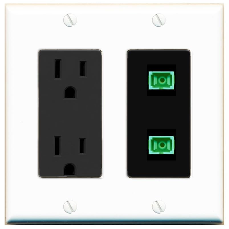 Simplex Outlet Types RiteAV 2 Port Fiber Optic Coupler Jack SC Simplex Singlemode APC Wall ...