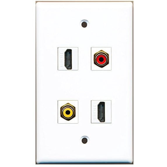 RiteAV - 2 Port HDMI 1 Port RCA Red 1 Port RCA Yellow Wall Plate