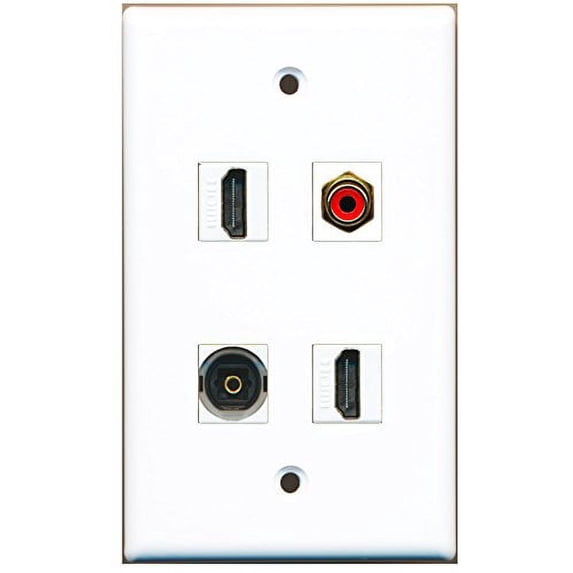 RiteAV - 2 Port HDMI 1 Port RCA Red 1 Port Toslink Wall Plate