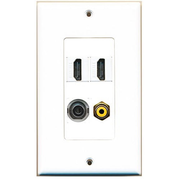 RiteAV - 2 Port HDMI 1 Port RCA Yellow 1 Port 3.5mm Wall Plate Decorative